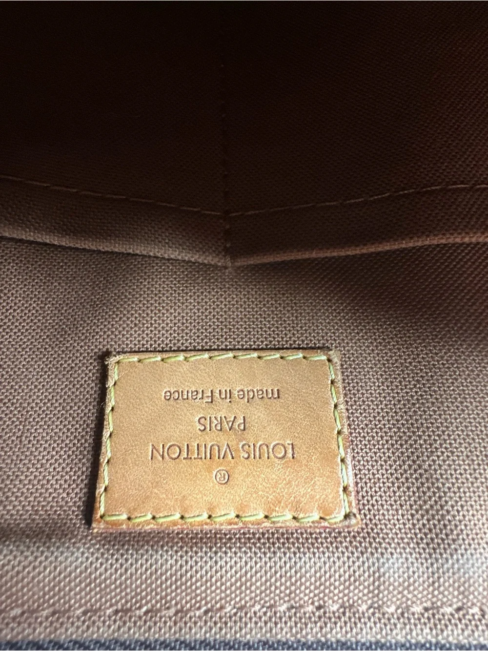 Louis Vuitton Monogram Canvas Tote in Dark Brown with Tan Leather Trim Authentic